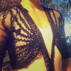 See-Through, Black, Tied-Up, Crop